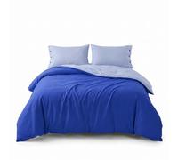 INTRECCI Parure Copripiumino Bicolore Una Piazza e Mezza, 100% Cotone, Sacco Copripiumino 200x240 cm + Federa 52x82 cm, Versatile e Confortevole, Blu/Azzurro