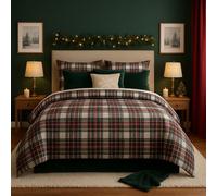 INTRECCI Parure Copripiumino Natalizio Tartan Scozzese Bianco 1 Piazza e Mezza, Set Sacco Piumino e Federe in Puro Cotone Fantasia di Natale Tartan Parure Letto Piazza e Mezza