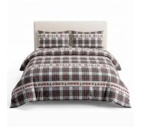 INTRECCI Parure Copripiumino Stampata 100% Cotone | Sacco Singolo + 1 federa | Anallergico e Traspirante | Dis. 22 Tartan Casette