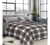INTRECCI Piumino Una Piazza e Mezza, 220x260cm, Piumino Ecologico, Caldo, Invernale, 300 g/m², Anallergico e Antiacaro, Made in Italy, Lavabile in Lavatrice, Soffice, Morbido. Fantasia: Tartan Bianco
