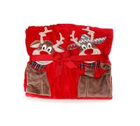 INTRECCI Plaid Tartan Morbido, Coperta In Peluche Per Letto Divano Calda Soffice e Leggera, Plaid Regalo 130x160 cm Renna Cane (Happy Deers)