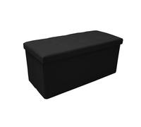INTRECCI Pouf Contenitore, Panca Scarpiera, in Tessuto, Rettangolare, 76x34x34 cm, Imbottito, Versatile, Facile da Pulire. Colore: Nero