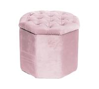 INTRECCI Pouf Contenitore, Puffo per Sedersi, in Tessuto, Effetto Velluto, 40x35h cm, Imbottito, Versatile, Facile da Pulire. Colore: Rosa