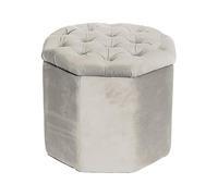 INTRECCI Pouf Contenitore, Puffo per Sedersi, in Tessuto, Effetto Velluto, 40x35h cm, Imbottito, Versatile, Facile da Pulire. Colore: Beige