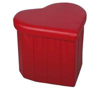 INTRECCI Pouf Contenitore, Puffo per Sedersi, Panca Contenitore, in Ecopelle, Forma di Cuore, 45x41x37 cm, Imbottito, Versatile, Facile da Pulire. Colore: Rosso