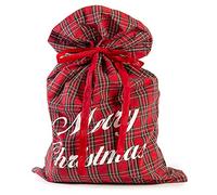 INTRECCI Sacco per Regali Natalizi Fantasia Tartan, Sacco Regalo Idea per Addobbo di Natale, Borsa Regalo di Natale (Small 40x50 cm)