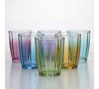 INTRECCI Set 6 Bicchieri Acqua in Vetro 31 icchieri Colorati/Moderni per Bibite, Cocktail e Succhi - Certificati per Alimenti e Lavabili in Lavastoviglie - Design Elegante - Modello: Milano