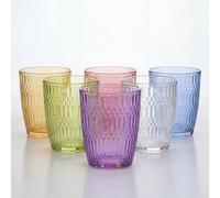 INTRECCI Set 6 Bicchieri Acqua in Vetro 31 icchieri Colorati/Moderni per Bibite, Cocktail e Succhi - Certificati per Alimenti e Lavabili in Lavastoviglie - Design Elegante - Modello: Bergamo