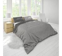 INTRECCI Set Copripiumino Una Piazza e Mezza, 100% Flanella di Cotone, Morbido e Caldo, Sacco Copripiumino 200x200 cm + 1 Federa 50x80cm, Effetto Tinto in Filo, Double Face. Colore Grigio Scuro/Chiaro