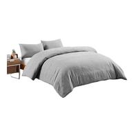 INTRECCI Set di Elegante Copripiumino in Cotone Sacco + Federa/Federe, Parure Sacco Piumone Biancheria Letto più Misure (Set Matrimoniale Sacco + 2 Federe, Stone Grigio)