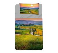 INTRECCI Set Lenzuola Singolo in Cotone, Stampa Alta Qualità, Lenzuolo Sotto + Lenzuolo Sopra + 1 Federa, Comfort, per Pelli Sensibili, non Stringe in Lavatrice. Fantasia: Tuscany