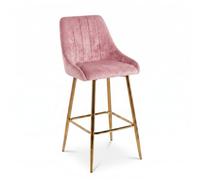 INTRECCI Sgabello in Velluto con Gambe Dorate in Acciaio | Design Moderno ed Elegante | Modello: Dioniso, Colore: Rosa
