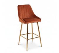 INTRECCI Sgabello in Velluto con Gambe Dorate in Acciaio | Design Moderno ed Elegante | Modello: Dioniso, Colore: Ruggine