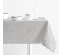 INTRECCI Tovaglia Antimacchia Rettangolare Natale Jacquard Lurex Disponibile in più Colori e Misure, Tovaglia Merry Christmas Natalizia Resistente Alle Macchie (Argento, 140x230 cm)