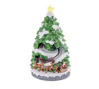 INTRECCI Villaggio Natalizio Luminoso con Musica, Paesaggio di Natale Decorativo, Casa Natalizia con Luci e Canzoni Illuminazione a LED Babbo Natale Idea Regalo (Albero)