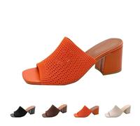 Intrecciati Sandali Donna con Tacco Estivi Vendita, Cava Tela Sandalo Donne Tacchi a Spillo con Punta Quadrata Pantofole Eleganti e Traspiranti Comode Sandali per Feste, Matrimoni, Scarpe da Sera