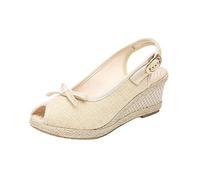 Intrecciati Sandali Donna Estivi Vendita, Sandalo Donna Plateau Sandaletti con Zeppe Sandali Slingback Punta Aperta Bohemia Con Tacco Scarpe Bocca di Pesce Espadrillas Elegante Comoda Sandalo