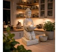 INtrenDU Statua di Buddha con portacandele 39 cm (crema)