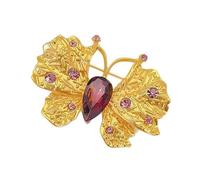 Intricata spilla dorata a forma di farfalla elegante da donna, accessorio adatto per migliorare il guardaroba delle donne, in lega multicolore, One Size, come descritto