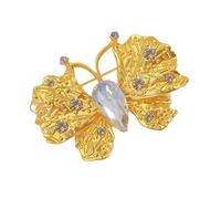 Intricata spilla dorata a forma di farfalla elegante da donna, accessorio adatto per migliorare il guardaroba delle donne, in lega multicolore, One Size, come descritto