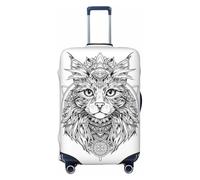 Intricate Cat Mandala Travel Luggage Covers - Elasticità Valigie Coperture Protector per bagagli 45-81 cm, Nero , S
