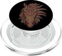 Intricato mandala floreale con piume per gli amanti dei cavalli PopSockets PopGrip per MagSafe