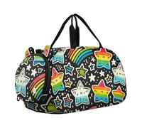 Intricato Mandala Vintage Arancione Ragazzi Carry on Duffel Bag Weekend Duffel Pernottamento Viaggio Duffle Bags Ragazze Tote Sport Duffle Bag, Arcobaleno, stelle, cielo nero, classico