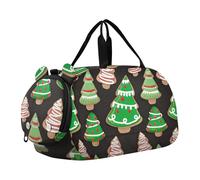 Intricato Mandala Vintage Arancione Ragazzi Carry on Duffel Bag Weekend Duffel Pernottamento Viaggio Duffle Bags Ragazze Tote Sport Duffle Bag, Biscotti Albero Di Natale Verde, classico