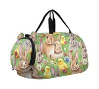 Intricato Mandala Vintage Arancione Ragazzi Carry on Duffel Bag Weekend Duffel Pernottamento Viaggio Duffle Bags Ragazze Tote Sport Duffle Bag, Coniglio Giallo Pulcini Fiore Verde, classico
