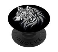 Intricato testa di lupo arte tribale modello audace simbolo selvaggio PopSockets PopGrip Adesivo
