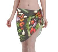 Introduction of Various Vegetables Print Pareo Elegante Parei Multiuso Wrap Pareo per Party Beachwear Costume da Bagno 140X48cm