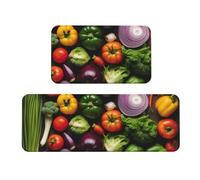 Introduzione di vari tappetini da cucina con stampa di verdure per pavimento, tappeti da cucina lavabili Set di 2, per accessori da cucina per la decorazione della casa