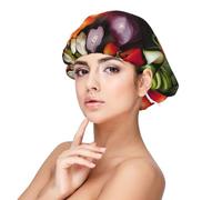 Introduzione di varie cuffie da notte con stampa di verdure per le donne per proteggere i capelli, comodo berretto da notte per capelli ricci e lunghi nero, nero, taglia unica