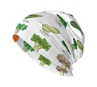Introduzione di varie verdure Adulto Uomo Cappello Maglia Leggero Berretto Caldo con Design All Over Stampa Morbido Elastico Unisex Cappello per Quotidiano, All'aperto, Viaggi Sport Uso, Nero , Taglia
