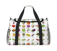 Introduzione di varie verdure borsa da viaggio a mano - Grande borsa riutilizzabile per la spesa, perfetta per attività all'aperto, sport, campeggio e generi alimentari, nero, Taglia unica