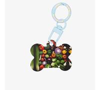 Introduzione di varie verdure che stampano le medagliette del cane di modo di Keychain acrilico di forma dell'osso del cane a doppia faccia etichette del modello per cani