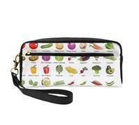 Introduzione di varie verdure piccola borsa di trucco, borsa di trucco di viaggio, borsa cosmetica per le donne, cerniera durevole della borsa cosmetica, Nero , Taglia unica, Astuccio per trucchi
