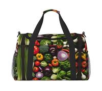 Introduzione di varie verdure pieghevole viaggio Duffel Bag Tote Carry On Bagagli Borsa per le fughe del fine settimana, per viaggi spontanei, nero, taglia unica, Nero, One Size