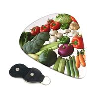 Introduzione di varie verdure plettri per chitarra, 6 pezzi, spessore 0,96 mm, plettri in celluloide con supporto in pelle, plettro personalizzato per basso, chitarre acustiche elettriche, regalo per