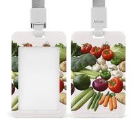 Introduzione di varie verdure porta badge con cordino staccabile, protezione verticale in plastica porta badge durevole per insegnanti, infermiere, ufficiali, personale di sicurezza