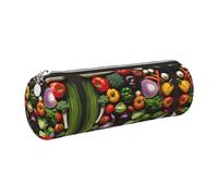 Introduzione di varie verdure PU Leather Small Pencil Pouch, piccola penna matita sacchetto sacchetto sottile disegno cerniera
