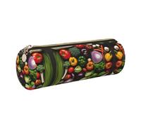 Introduzione di varie verdure PU Leather Small Pencil Pouch, piccola penna matita sacchetto sacchetto sottile disegno cerniera