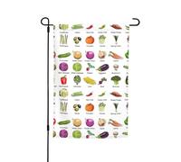 Introduzione di varie verdure Stampa Bandiere da giardino resistenti allo sbiadimento per tutte le stagioni Bandiera Outdoor Yard Decor per portici