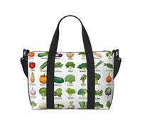 Introduzione di varie verdure stampa borsa da palestra per donne, borsa da notte weekender, borsa per oggetti personali, borsa a tracolla per donne uomini, taglia unica, Nero , Taglia unica