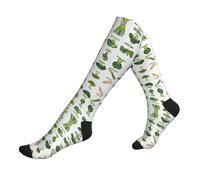 Introduzione Di Varie Verdure Stampa Calze A Compressione Per Donna & Uomo Unisex 20-30mmhg Ginocchio Alto Vitelli Per Volare Running Sport, 2 Nero-2, Taglia unica