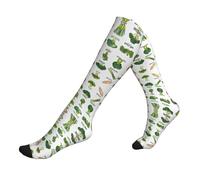 Introduzione Di Varie Verdure Stampa Calze A Compressione Per Donna & Uomo Unisex 20-30mmhg Ginocchio Alto Vitelli Per Volare Running Sport, 1 nero, Taglia unica