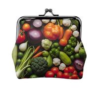 Introduzione di varie verdure stampa Carino Fibbia Coin Borse Vintage Pouch Bacio blocco Cambiare Portafogli per le Donne Moda, nero, Taglia unica, Vintage