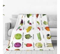 Introduzione di varie verdure stampa coperte calde morbide coperte in pile, coperta in pile di flanella leggera per divano letto