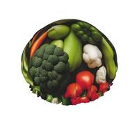 Introduzione di varie verdure stampa Cuffia da doccia da donna Cuffia da doccia elastica riutilizzabile Cuffia per capelli a doppio strato Cuffia