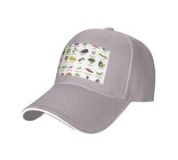 Introduzione di varie verdure Stampa Dimensione Regolabile Sandwich Baseball Cap Traspirante Unisex Casual Cappello Uso quotidiano Sport, grigio, Taglia unica